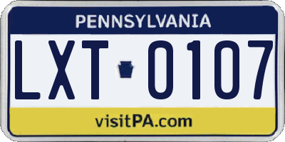 PA license plate LXT0107