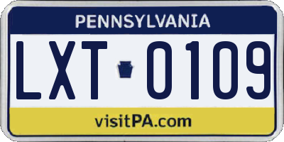 PA license plate LXT0109