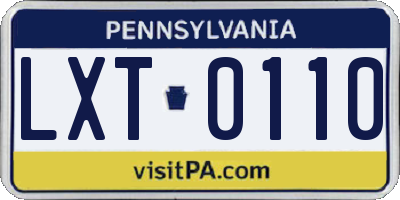 PA license plate LXT0110