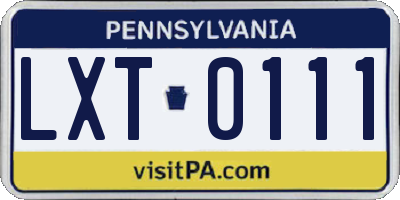 PA license plate LXT0111