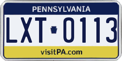 PA license plate LXT0113