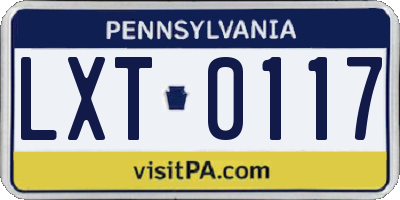 PA license plate LXT0117