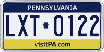 PA license plate LXT0122