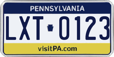 PA license plate LXT0123