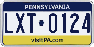 PA license plate LXT0124