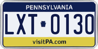 PA license plate LXT0130