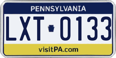 PA license plate LXT0133