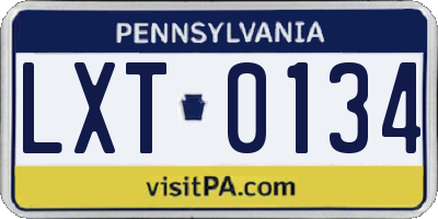 PA license plate LXT0134