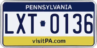 PA license plate LXT0136