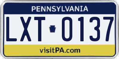 PA license plate LXT0137