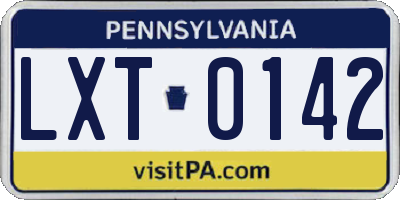 PA license plate LXT0142