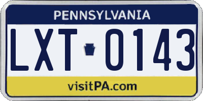 PA license plate LXT0143