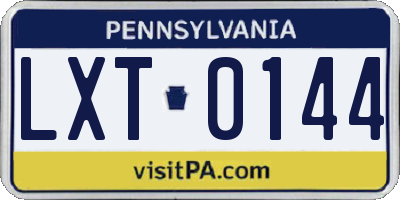 PA license plate LXT0144