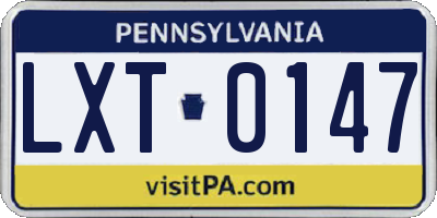 PA license plate LXT0147