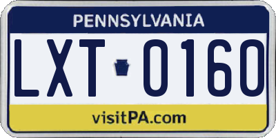 PA license plate LXT0160