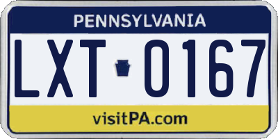 PA license plate LXT0167