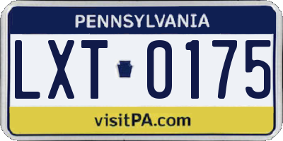 PA license plate LXT0175