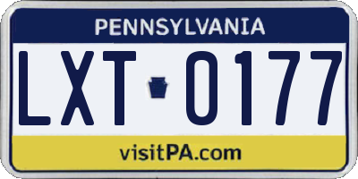 PA license plate LXT0177