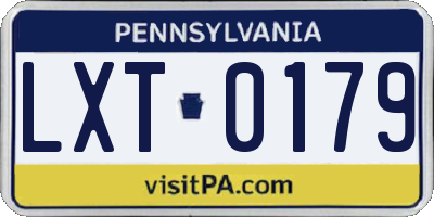 PA license plate LXT0179