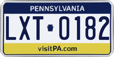 PA license plate LXT0182