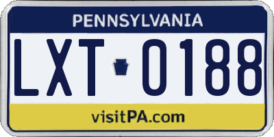 PA license plate LXT0188
