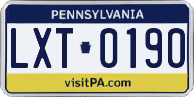 PA license plate LXT0190