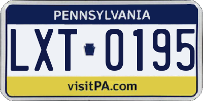 PA license plate LXT0195