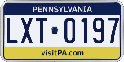 PA license plate LXT0197