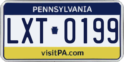 PA license plate LXT0199