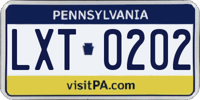PA license plate LXT0202