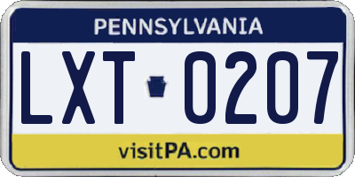 PA license plate LXT0207