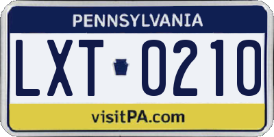 PA license plate LXT0210