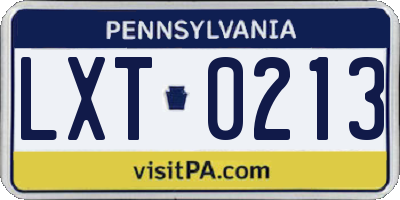 PA license plate LXT0213