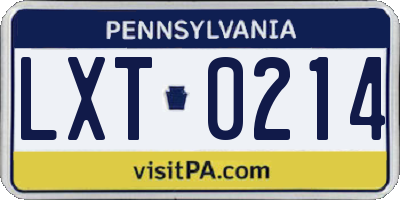 PA license plate LXT0214