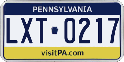 PA license plate LXT0217