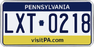 PA license plate LXT0218