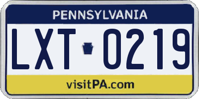 PA license plate LXT0219