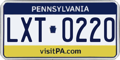 PA license plate LXT0220