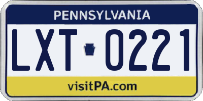 PA license plate LXT0221