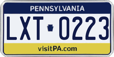 PA license plate LXT0223