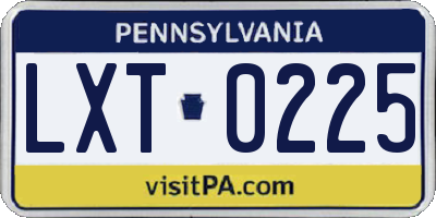 PA license plate LXT0225