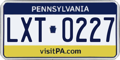 PA license plate LXT0227