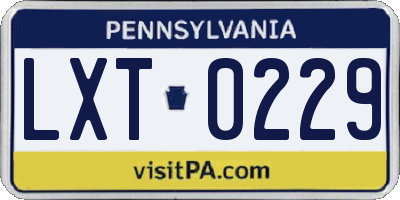 PA license plate LXT0229