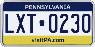 PA license plate LXT0230