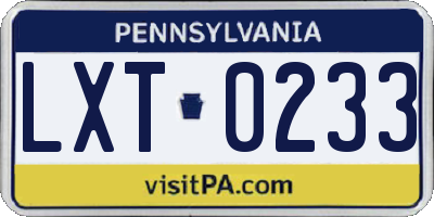 PA license plate LXT0233
