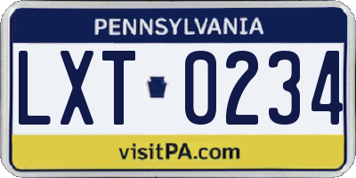 PA license plate LXT0234