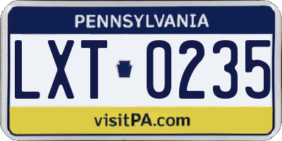 PA license plate LXT0235
