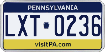 PA license plate LXT0236