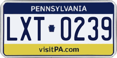 PA license plate LXT0239