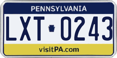 PA license plate LXT0243